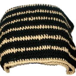 Crochet Baby Afghan, Black & Gold Blanket, Handmade Crib Blanket - thumbnail 3