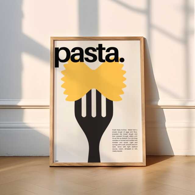 Pasta Print - Kitchen - Kitchen Prints, Poster, Foodie, Food, Cook, Pantry, Chef, Art, Penne, Spaghetti, Lover, Bon Appetit - image 1