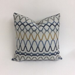 Scion - Ada Shale/Denim Ochre Striking Embroidered Cushion Cover Handmade Throw Pillow Designer Home Decor - thumbnail 3