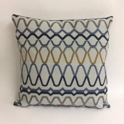 Scion - Ada Shale/Denim Ochre Striking Embroidered Cushion Cover Handmade Throw Pillow Designer Home Decor - thumbnail 2