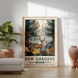 William Morris Deer Print, Kew Gardens London Poster, Vintage Wall Art, Floral Poster - thumbnail 2