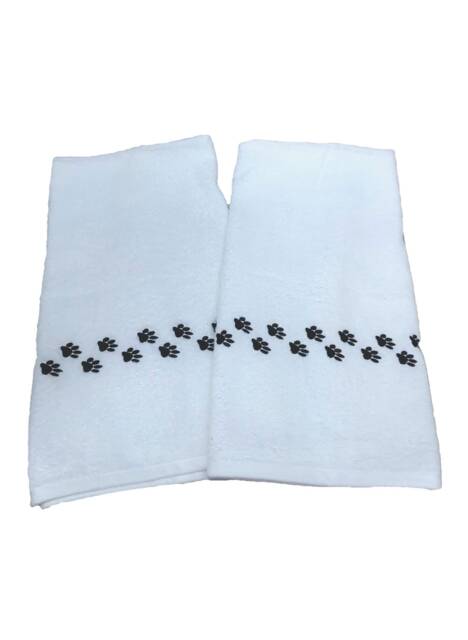 Paw Print Embroidered Hand Towels - Dog Lover Gift - Set Of 2 - image 1