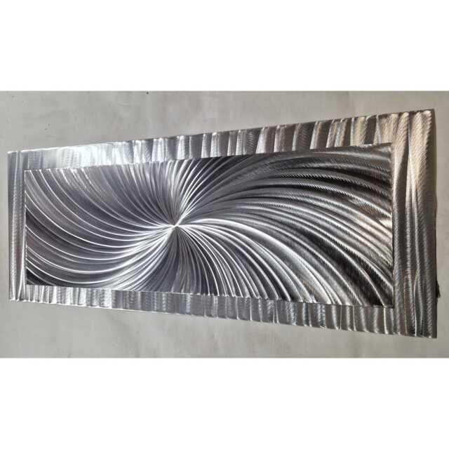 Hyper Nova Metal Wall Art, Modern Abstract Artwork By R Toomer Grey Silver - image 1