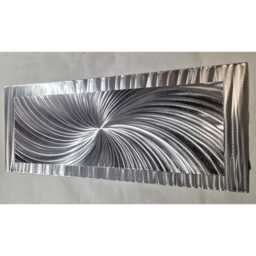 Hyper Nova Metal Wall Art, Modern Abstract Artwork By R Toomer Grey Silver - thumbnail 1