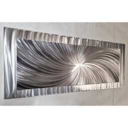 Hyper Nova Metal Wall Art, Modern Abstract Artwork By R Toomer Grey Silver - thumbnail 3