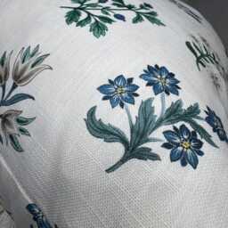 Decorative Cushion Cover in Blue Floral Design, Cotton - Linen Blend Pillow Clarke & Leiden Fabric, Modern Style Home Decor - thumbnail 3
