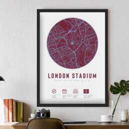 West Ham London Stadium Map Unofficial Print - Frame Options Minimalist Football Art Gift For Him Dad Grandad Brother Uncle United Fan - thumbnail 2