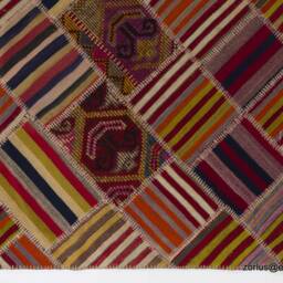 Multicolor Turkish Patchwork Rug Handmade Kilim Rug - 4' X 6'2 - thumbnail 3