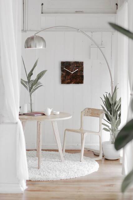 Square Wood Wall Clock With Scandinavia Moss - 12x12 - image 1