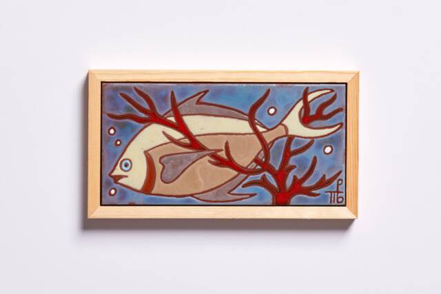 Tile Fish Sea Life Wall Art Pottery Ceramic D??cor Handmade Housewarming Entry Shelves Kids Room Beach House Aquarium Decoration Spice Rack - image 1