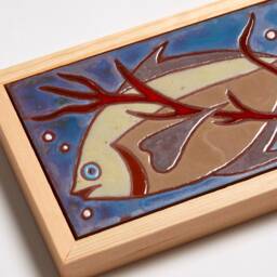Tile Fish Sea Life Wall Art Pottery Ceramic D??cor Handmade Housewarming Entry Shelves Kids Room Beach House Aquarium Decoration Spice Rack - thumbnail 3