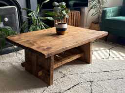 Rustic Farmhouse Coffee Table With Magazine Shelf - thumbnail 1