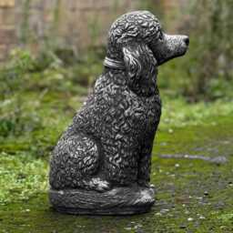Stone Poodle Decor Concrete Dog Figurine Outdoor Pet Sculpture Cement Memorial Statue Garden Decoration Yard Art Dog Lover Gift - thumbnail 3