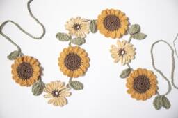 Crochet Sunflower Garland - Handmade Autumn Decor, Baby Room Bunting