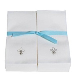 Nature's Linen Disposable Guest Hand Towels Wrapped With A Ribbon - Embossed Fleur De Lis
