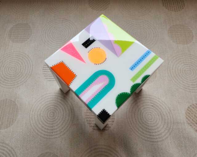 Handmade Colorful Resin Coffee Table Modern Art Side Table - image 1