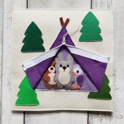 Felt Quiet Book Page Forest Animals Sensory Toy - thumbnail 2
