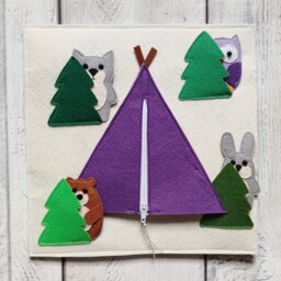 Felt Quiet Book Page Forest Animals Sensory Toy - thumbnail 4