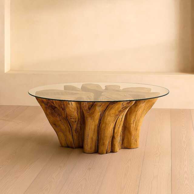 Tree Trunk Coffee Table - Unique - Modern Wood Stump Low Wooden Organic - image 1
