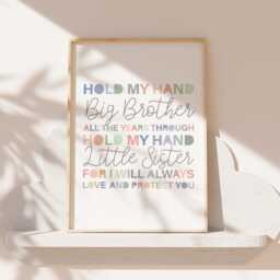 Set Of 3 Personalised Big Bro Lil Sis Prints, Siblings Wall Art, Shared Bedroom, Playroom, Nursery Boys Girls Bedroom - thumbnail 3