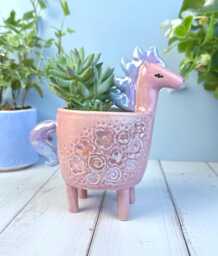 Whimsical Horse Planter , Gift For Lover, Ceramic Cactus Planter, Unique Succulent Figurine - thumbnail 1