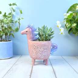 Whimsical Horse Planter , Gift For Lover, Ceramic Cactus Planter, Unique Succulent Figurine - thumbnail 2