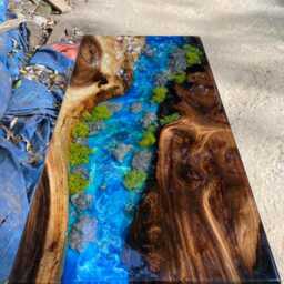 Blue Ocean Epoxy Side Table Live Edge Resin Coffee Table - thumbnail 2