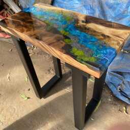 Blue Ocean Epoxy Side Table Live Edge Resin Coffee Table - thumbnail 3