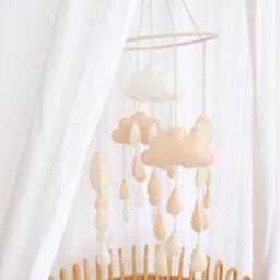 Neutral Cloud Mobile, Baby Nursery Designer Decor, Cot Decor - thumbnail 4