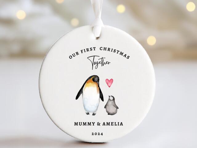 Personalised Mummy & Child First Christmas Tree Decoration - Together Mummy & Baby Bauble Family Keepsake - image 1