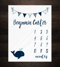Nautical Boy Milestone Blanket Month Baby Growth Tracker Soft Fleece Shower Newborn Gift Watch Me Grow