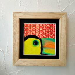 Small Painting Of A Keel-Tailed Toucan's Look in Dry Pastel & Handmade Japanese Paper - thumbnail 2
