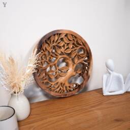 Handcrafted Teak Wood Tree Of Life Wall Art - 28-32cm - thumbnail 3