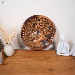 Handcrafted Teak Wood Tree Of Life Wall Art - 28-32cm