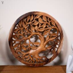 Handcrafted Teak Wood Tree Of Life Wall Art - 28-32cm - thumbnail 2
