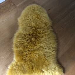 Mustard Yellow Genuine Sheepskin Rug , Ochre Large Rug, Sheepskin, Fur Interior Design Accessories, Chair Cover, Bed Throw - thumbnail 2