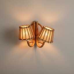 Vintage Style Rattan Double Wall Sconce Lamp, Hallways, Bedroom, Living Room Lighting - thumbnail 4