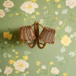 Vintage Style Rattan Double Wall Sconce Lamp, Hallways, Bedroom, Living Room Lighting - thumbnail 2