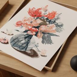 Romantic Floral Print, Classic Flower Illustration, Botanical Art Decor, Still Life Painting Wall Art, Digital Flowers in A Vase Canvas - thumbnail 2
