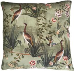 Vintage Style, Goose, Birds, Plants, Flowers Green Garden Cushion Cover - thumbnail 1