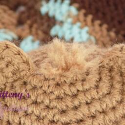 Baby Blue Boy Teddy Bear Lovey Security Blanket Brown Crochet Cuddle - thumbnail 3