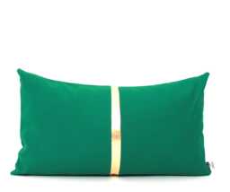 Kelly Green Pillow Cover With Gold Stripe - Color Block Lumbar & Square Cushion St Patrick's Day Decor Accent - thumbnail 1