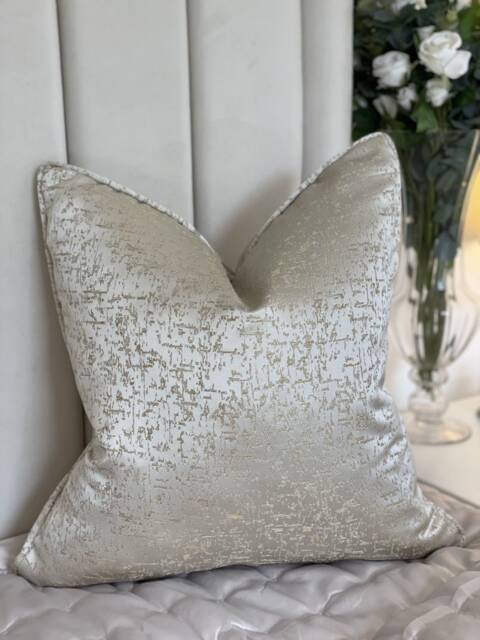 Handmade Travertine Cushion Cover Metallic Gold Piping, Luxury Pillow Sham - image 1