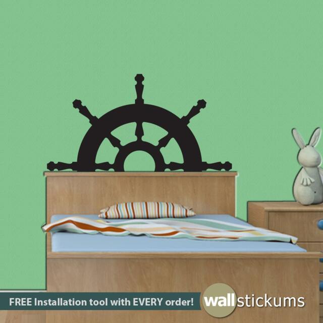 Pirate Ship Wheel Headboard Decal - Kids Nursery Wall Art - image 1
