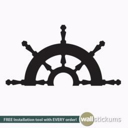Pirate Ship Wheel Headboard Decal - Kids Nursery Wall Art - thumbnail 3