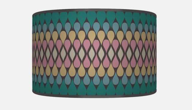 Emerald & Pink Teardrop Lampshade Geometric Drum Pendant Light - image 1