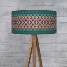 Emerald & Pink Teardrop Lampshade Geometric Drum Pendant Light - thumbnail 2