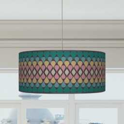Emerald & Pink Teardrop Lampshade Geometric Drum Pendant Light - thumbnail 3