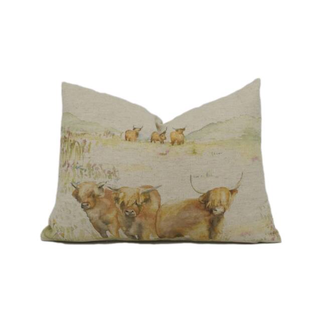 Voyage - Highland Cattle Linen Cute Countryside Cow Cushion Cover Handmade Throw Pillow Designer Home D??cor - image 1