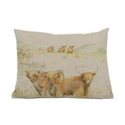 Voyage - Highland Cattle Linen Cute Countryside Cow Cushion Cover Handmade Throw Pillow Designer Home D??cor - thumbnail 2
